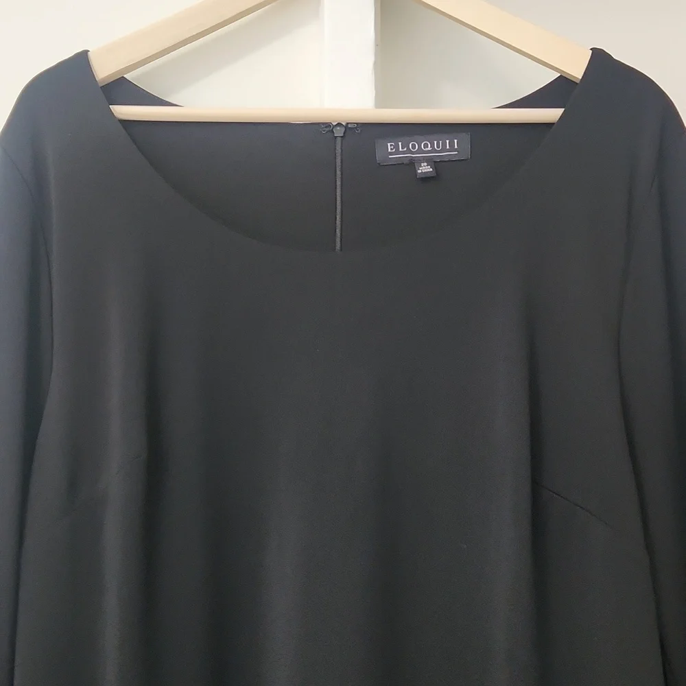 Eloquii Black Pleated Sleeve Scoop Neck Stretch Midi Dress Women's 20 - Picture 10 of 16